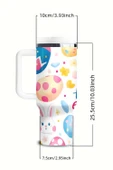 Tavşan ve Yumurta Desenli Termal Bardak - Beyaz - 40oz (Beyaz) - 9