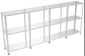 3 Katlı 4'lü Galvaniz Çelik Raf - Depo, Arşiv, Kiler, Dosya, Market Rafı  31x75 cm 100 cm 1.00 mm - 1