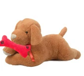 Ağzında Kemiği ile Peluş Yumuşacık Sevimli Köpek, Uyku ve Oyun Arkadaşı-80 cm - 1