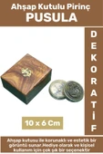 Premium Erkek Arkadaş Sevgili Baba İçin Hediyelik Dekoratif Koleksiyon Ahşap Kutulu Pirinç PUSULA - 1