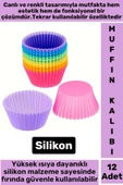 Premium Yüksek Isıya Dayanıklı Esnek Yapışmaz Tekrar Kullanılabilir Silikon Kek Muffin Kalıbı 12'li - 1