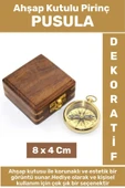Premium Erkek Arkadaş Sevgili Baba Özel Hediyelik Dekoratif Koleksiyon Ahşap Kutulu Pirinç PUSULA - 1