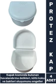 Premium Kötü Koku Bakteri Oluşumu Önleyici Delikli Kapaklı Hijyenik Protez Diş Saklama Kabı 4 Adet - 1