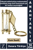 Premium Yüksek Kaliteli Pirinç Dekoratif Şık Hediyelik Denizcilik Tasarım KUM SAATİ Anahtarlık - 1