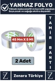Suya Yüksek Sıcaklığa Dayanıklı Tamir Soba Boru Yama Alüminyum Yanmaz Folyo Bant 45 Mm-5 Mtr 2 Adet - 1