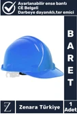 Premium CE Belgeli Ayarlanabilir Ense Bantlı Dayanıklı İnşaat İş Güvenliği Emniyet Bareti Mavi - 1