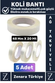 Premium Yüksek Mukavemetli İz Bırakmaz İp Ağ Takviyeli Çok Güçlü Lifli Kopmaz Koli Bandı 20 Mt X5 Ad - 1