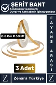 Premium Kendinden Yapışkanlı Su Geçirmez Fayans Arası GOLD Şerit Derz Bant 0.5 Cm X 50 Metre 3 Adet - 1