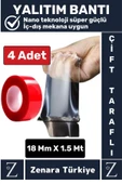 Premium Nano Teknoloji Güçlü Tamir Cam İç Dış Mekan Montaj Çift Taraflı Şeffaf Bant 1.5 Mt X 4 Adet - 1