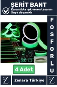 Premium Karanlıkta Işık Veren Suya Dayanıklı Ev Bahçe Merdiven Fosforlu Şerit Bant 4 Metre X 4 Adet - 1