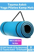 Özel Çift Taraflı Kaymaz Silinebilir Yoga Meditasyon Fitness Kamp Minderi 16 Mm Askılı Mat 2'li Set - 1