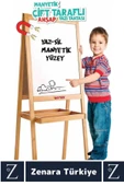 Premium Kalem Silgi Tebeşir Çift Taraflı Manyetik Kara Tahta Ayaklı Ahşap YAZI TAHTASI 110 X 45 Cm - 3