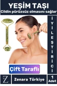 Premium Cilt Yenileyici Gençleştirici Çift Taraflı Şans Getiren YEŞİM TAŞI Jade Roller Yüz Masajı - 1