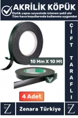 Ultra Güçlü İz Bırakmaz Elastik Kolay Şekil Alan Çift Taraflı Akrilik Köpük Bant 10Mm-10Metre 4 Adet - 1