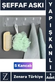 Premium Çok Fonksiyonlu Mutfak Banyo Askısı İz Bırakmaz Kendinden Yapışkanlı 5 Kancalı Askı Seti thumbnail 1