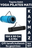 Premium Kompakt Taşıma Askılı Çift Taraflı Su Geçirmez Kamp Uyku Minder Yoga Pilates Matı 6,5 Mm 2li - 1