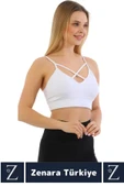 Luxery Göğüs Toparlayan Sarkma Önleyen Spor Gündelik Kullanım Ön Çapraz Askılı Micro Crop Büstiyer - 2