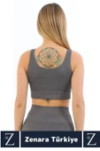 Yüksek Kaliteli Göğüs Toparlayan Sarkma Önleyen Gündelik Spor Kullanım Kalın Askılı Crop Büstiyer - 3