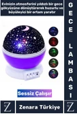 Premium Gece Lambası Tavana Işık Yansıtan Dönen Yıldız Ay Çocuk Genç Odası Lamba Işık Küresi - 1