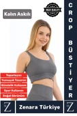 Yüksek Kaliteli Göğüs Toparlayan Sarkma Önleyen Gündelik Spor Kullanım Kalın Askılı Crop Büstiyer - 1