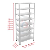 8 Katlı Galvaniz Çelik Raf - Depo, Arşiv, Kiler, Dosya, Market Rafı  43x93 cm 300 cm 0.70 mm - 4