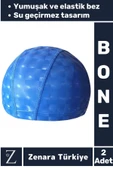 Premium Su Geçirmez Yüzücü Havuz Deniz Bonesi Elastik Bez Kumaş Yüzme Şapkası BONE 2 Adet - 1