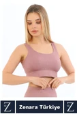 Yüksek Kaliteli Göğüs Toparlayan Sarkma Önleyen Gündelik Spor Kullanım Kalın Askılı Crop Büstiyer - 2