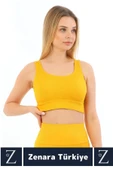 Yüksek Kaliteli Göğüs Toparlayan Sarkma Önleyen Gündelik Spor Kullanım Kalın Askılı Crop Büstiyer - 2