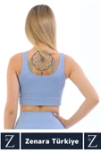 Yüksek Kaliteli Göğüs Toparlayan Sarkma Önleyen Gündelik Spor Kullanım Kalın Askılı Crop Büstiyer - 3