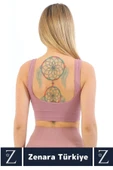 Özel Model Göğüs Toparlayan Sarkma Önleyen Gündelik Spor Kullanım Kalın Askılı Fitilli Crop Büstiyer - 3