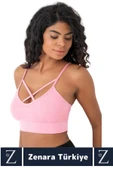 Luxery Göğüs Toparlayan Sarkma Önleyen Spor Gündelik Kullanım Ön Çapraz Askılı Micro Crop Büstiyer - 3