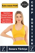 Özel Model Göğüs Toparlayan Sarkma Önleyen Gündelik Spor Kullanım Kalın Askılı Fitilli Crop Büstiyer thumbnail 1