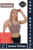 Yüksek Kaliteli Sarkma Önleyen Göğüs Toparlayıcı Spor Gündelik Kullanım Fermuarlı Şık Crop Büstiyer - 1