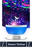 Premium Gece Lambası Tavana Işık Yansıtan Dönen Yıldız Ay Çocuk Genç Odası Lamba Işık Küresi thumbnail 2