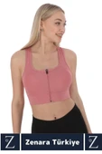 Yüksek Kaliteli Sarkma Önleyen Göğüs Toparlayıcı Spor Gündelik Kullanım Fermuarlı Şık Crop Büstiyer - 3