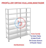 7 Katlı Duble Galvaniz Çelik Raf - Depo, Arşiv, Kiler, Dosya, Market Rafı  43x75 cm 200 cm 0.70 mm thumbnail 1