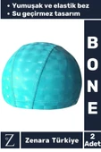 Premium Su Geçirmez Yüzücü Havuz Deniz Bonesi Elastik Bez Kumaş Yüzme Şapkası BONE 2 Adet - 1