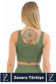 Yüksek Kaliteli Göğüs Toparlayan Sarkma Önleyen Gündelik Spor Kullanım Kalın Askılı Crop Büstiyer - 3