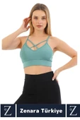 Luxery Göğüs Toparlayan Sarkma Önleyen Spor Gündelik Kullanım Ön Çapraz Askılı Micro Crop Büstiyer - 2