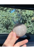 Hilal Taştan Kristal Taşlı DİSKO topu Dikiz Ayna Süsü(7 cm ) - 1