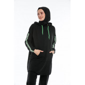 CNG MODA Oversize Model Siyah Yeşil Fosforlu Tesettür Eşofman Takımı - 3