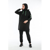 CNG MODA Oversize Model Siyah Yeşil Fosforlu Tesettür Eşofman Takımı - 4
