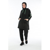 CNG MODA Oversize Model Siyah Yeşil Fosforlu Tesettür Eşofman Takımı - 5