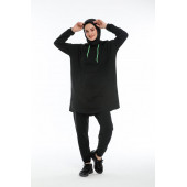 CNG MODA Oversize Model Siyah Yeşil Fosforlu Tesettür Eşofman Takımı - 6