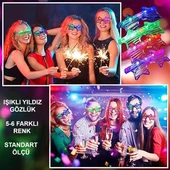 Işıklı Yıldız Gözlük Ledli Parti Gözlüğü 6 Renk 12 Adet - 3