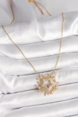 316L Çelik Gold Renk Zirkon Taşlı Yıldız Model Kadın Kolye - 2