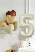 Beysüs 5 Yaş Retro Doğum Günü Balon Seti 5 Adet Kalp Balon thumbnail 1