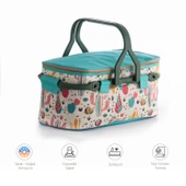 Homedius Termos İzolasyonlu Desenli Katlanabilir Piknik Sepeti 20 LT  Mor - 5