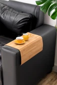 Bambu Koltuk Matı Ahşap Kanepe Koltuk Kenarı Sehpa Yan Sehpa Koltuk Katlanabilir Tepsisi 45x70 - 1