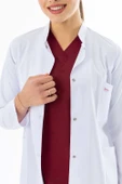 Hakim Yaka Orta Boy Kadın Doktor Önlüğü Alpaka Kumaş Beyaz (BKO002) - 5